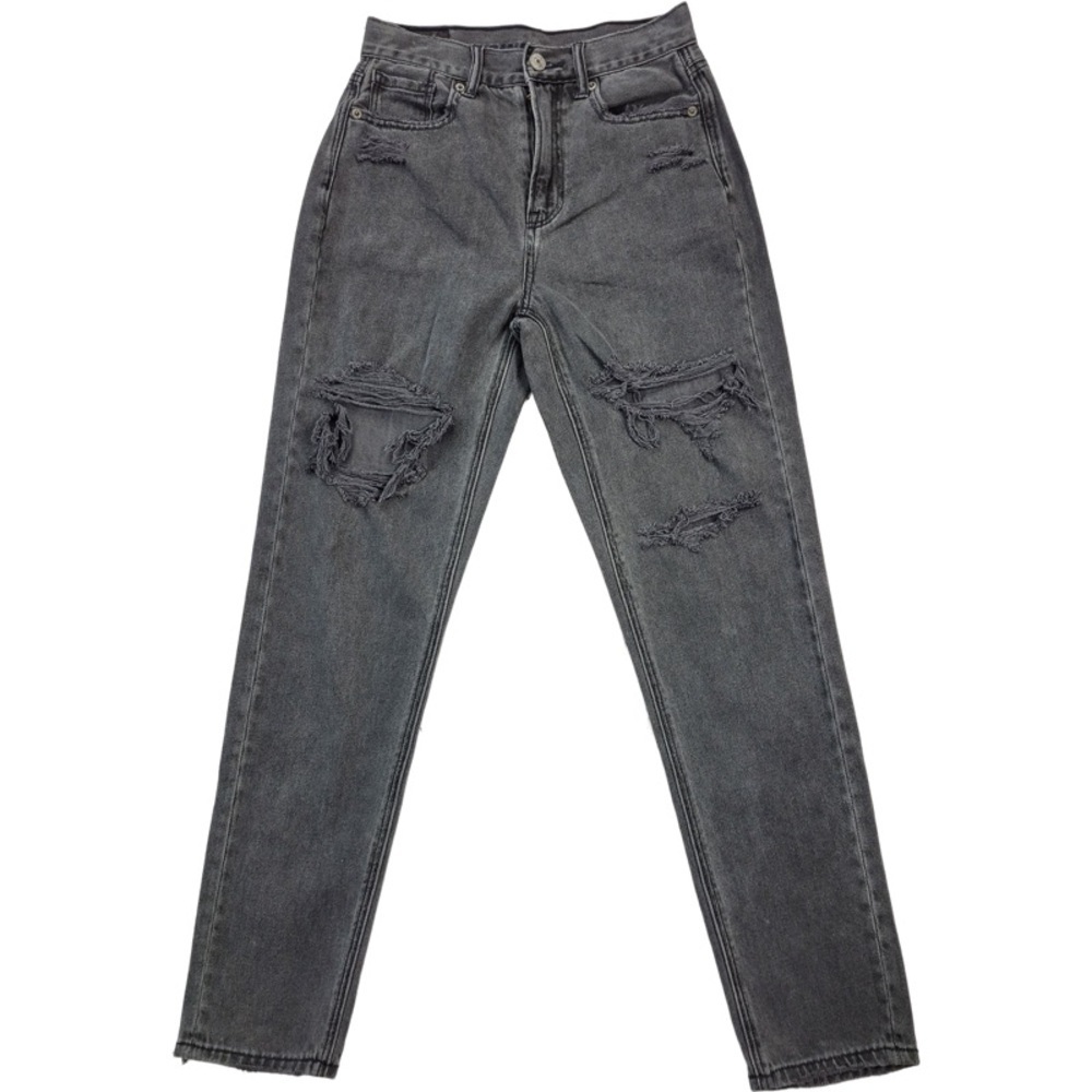 American Eagle Woman’s washed out black distressed mom jeans size 00 Regular